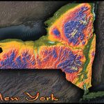 New York Topography Map | Physical Terrain In Bold Colors   Topographic Map Of Florida Elevation