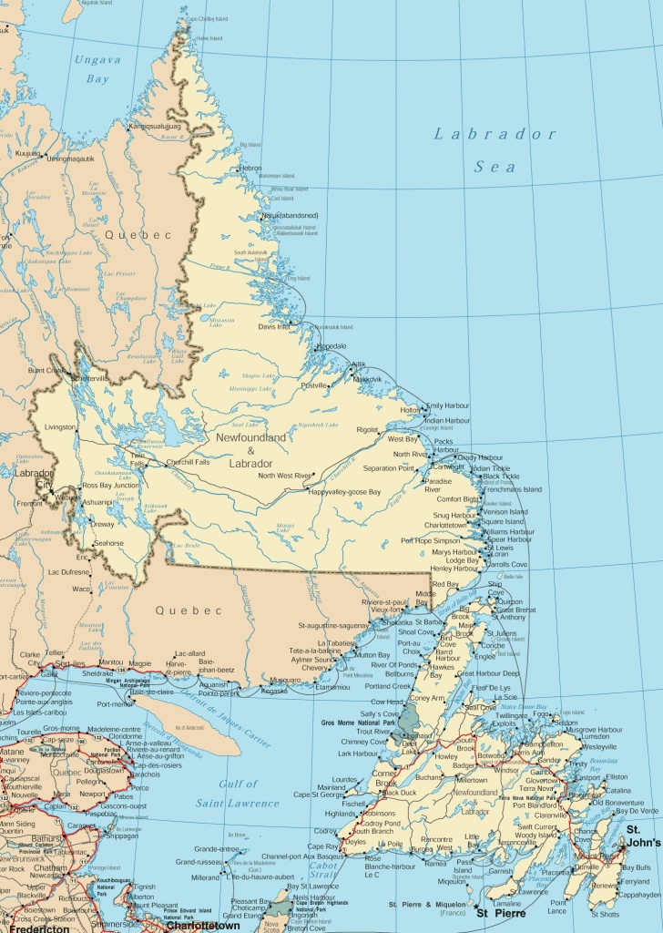 Newfoundland And Labrador Road Map - Printable Map Of Newfoundland