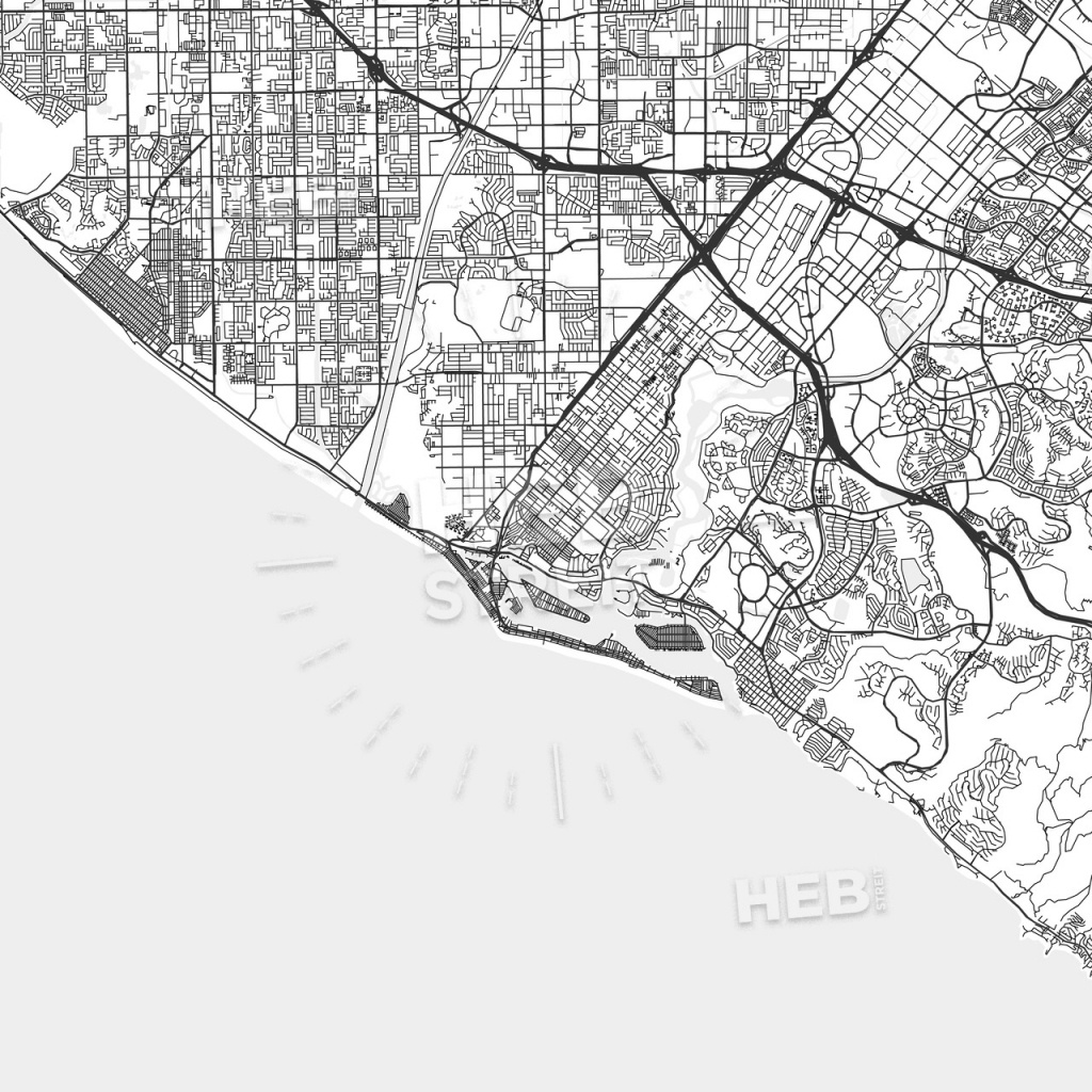 Newport Beach, California - Area Map - Light | Hebstreits Sketches - Newport California Map