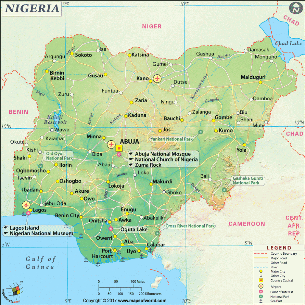 Nigeria Map | Map Of Nigeria - Printable Map Of Nigeria