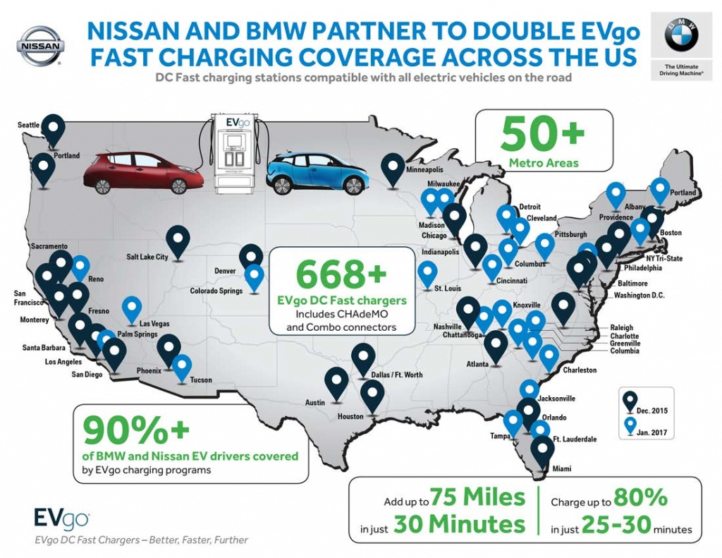 Nissan And Bmw Partner Once Again To Expand Dc Fast Charger Access - Dc Fast Charging Stations California Map