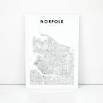 Norfolk Map Print Virginia Va Usa Map Art Poster City Street | Etsy   Printable Map Of Norfolk Va