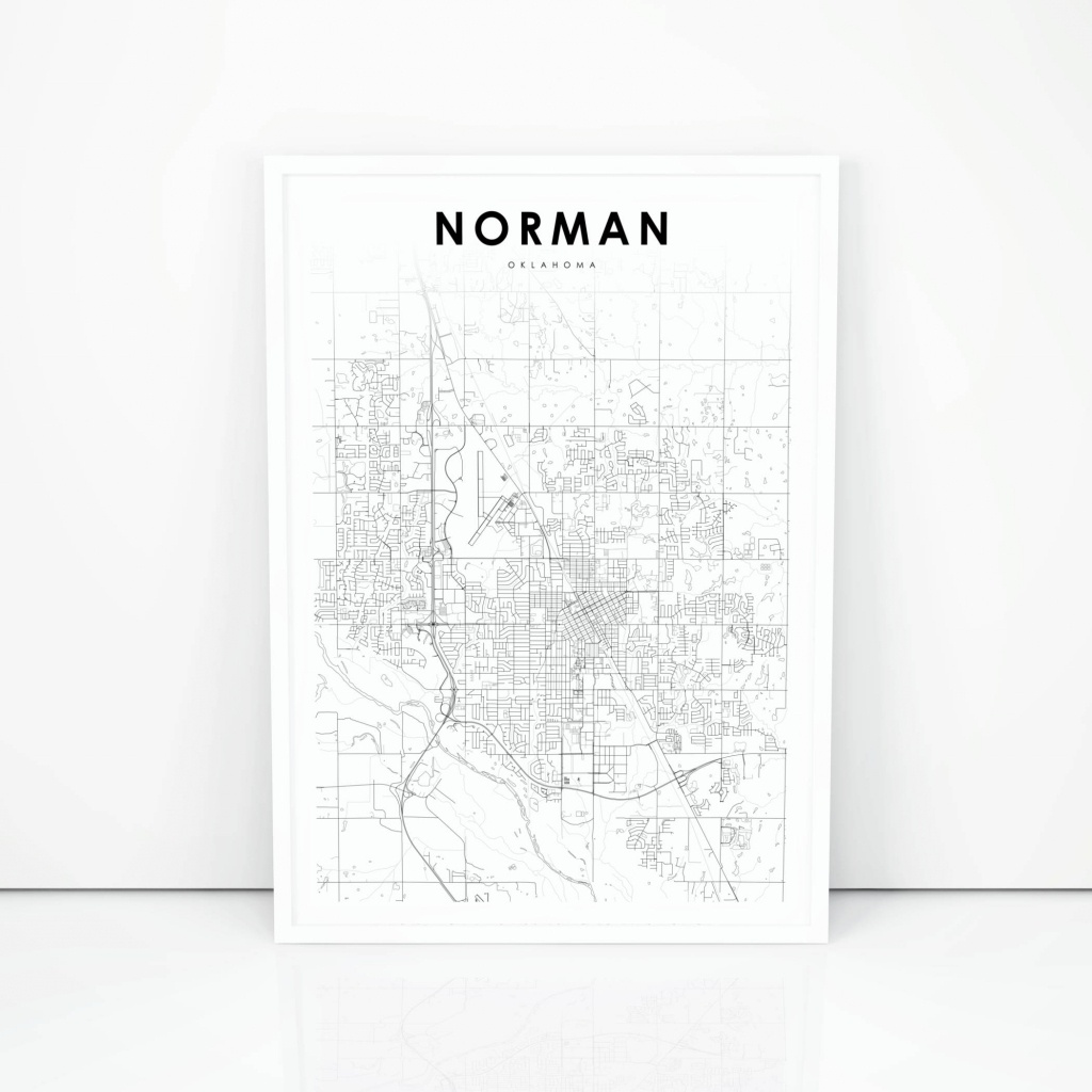 Norman Map Print Oklahoma Ok Usa Map Art Poster City Street | Etsy - Printable Map Of Norman Ok