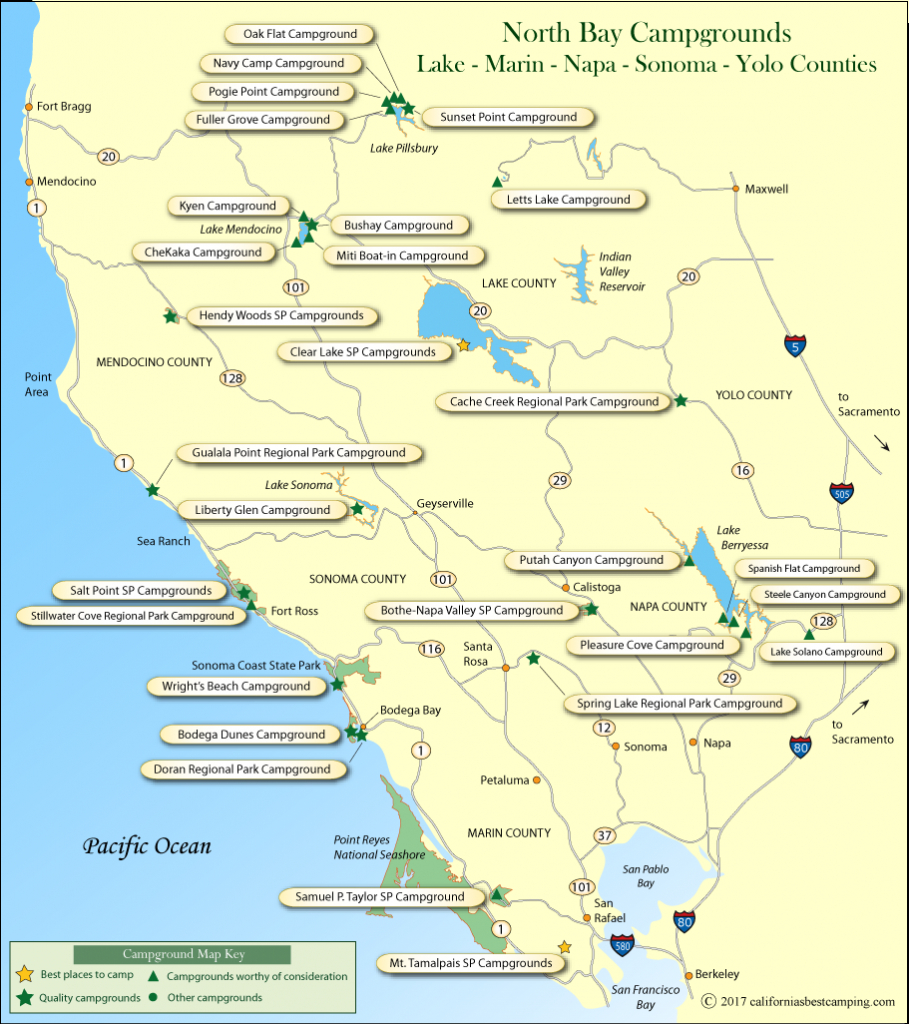 North Bay Counties Campground Map - California Camping Map