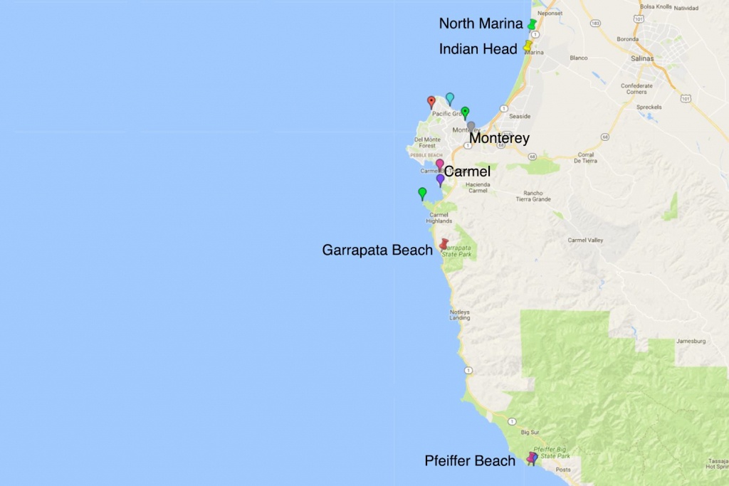 North Marina Nude Beach - Monterey County Ca - Monterey Beach California Map