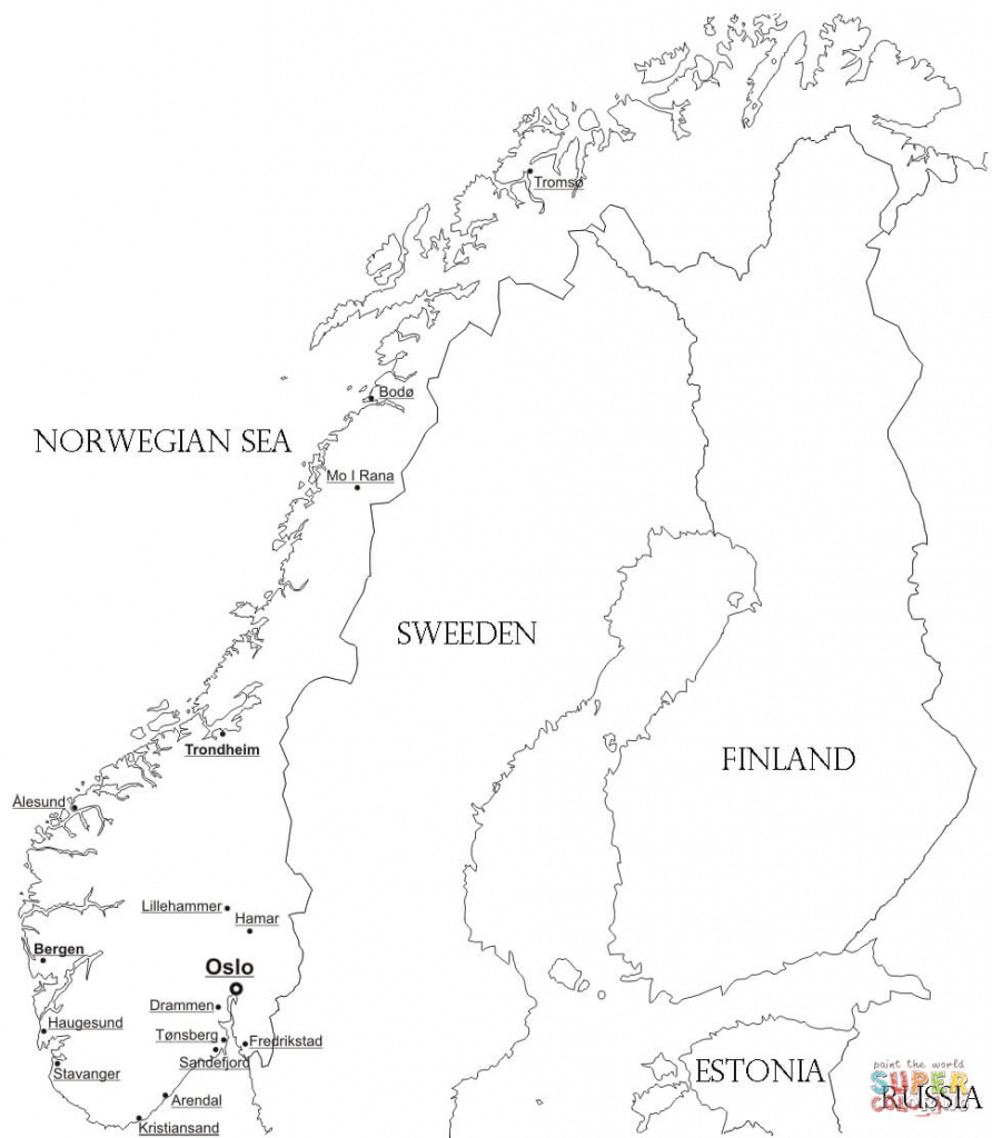 Norway Map With Cities Coloring Page | Free Printable Coloring Pages - Printable Map Of Norway With Cities