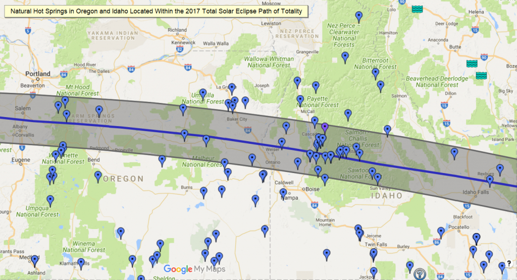 Nw Hot Springs In The Path Of Totality - 2017 Solar Eclipse - Natural Hot Springs California Map