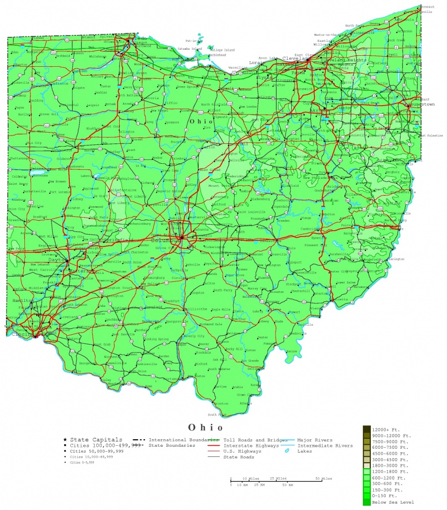 Ohio Contour Map - Ohio State Map Printable