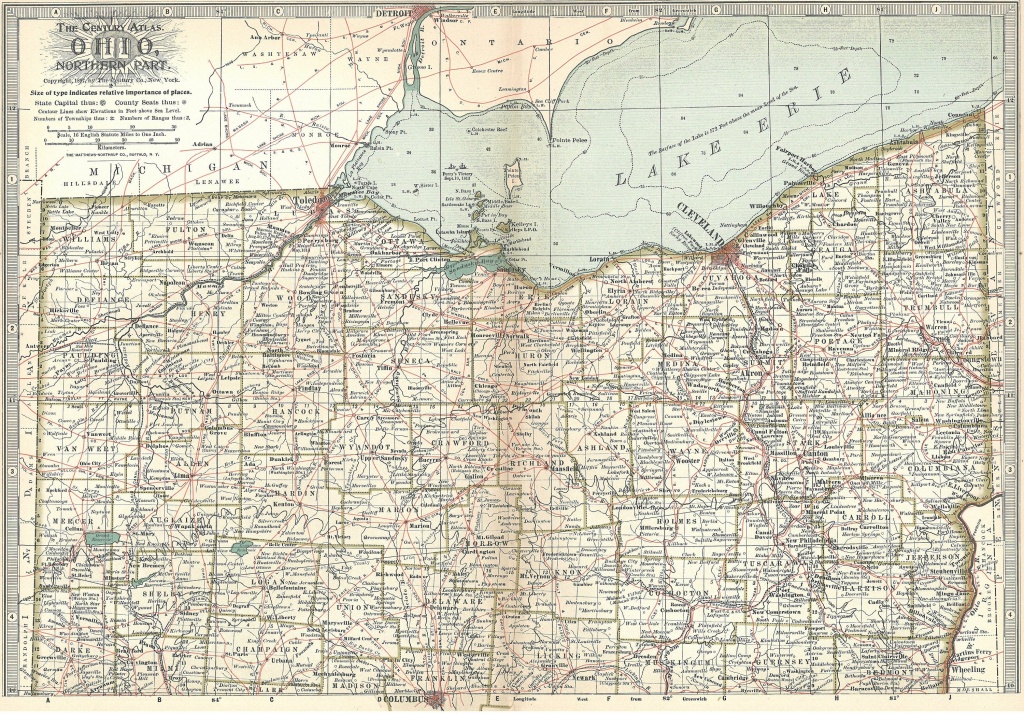Ohio Map1897 Ohio State Mapnorth Southcleveland Cincinnati | Etsy - Ohio State Map Printable