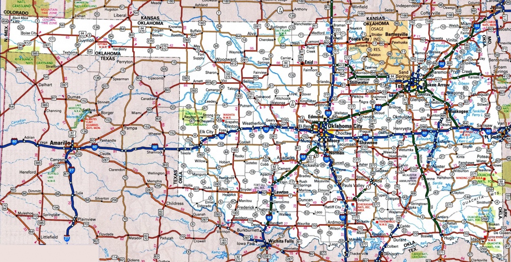 Road Map Of Oklahoma With Cities Printable Map Of Oklahoma