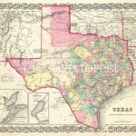 Old Map Of Texas, 1856 Vintage Texas State Map Rolled Canvas Print   Old Texas Maps Prints