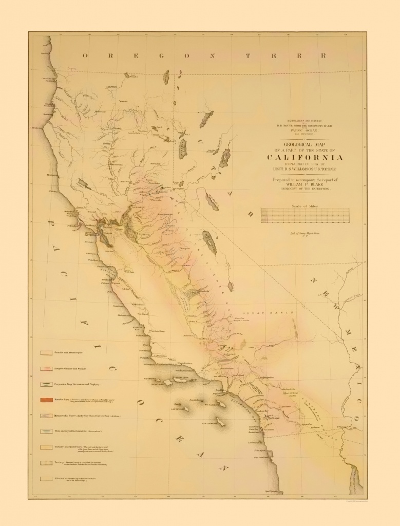 Old Railroad Map - California Railroad Survey 1855 - California Railroad Map