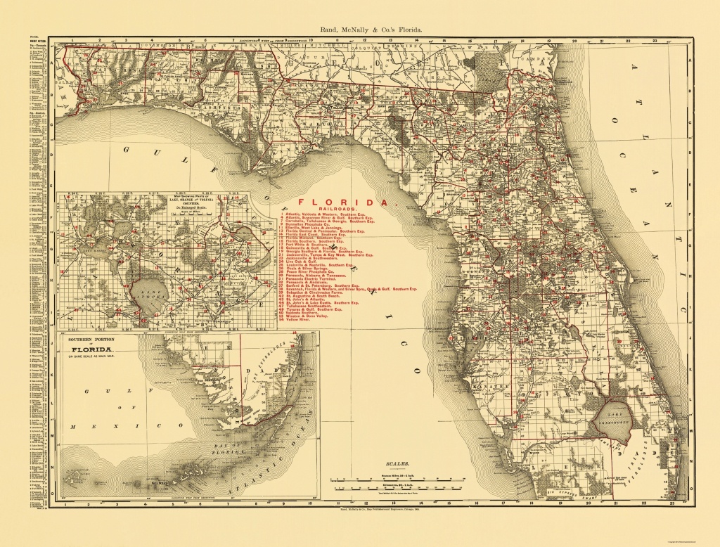 Old State Map - Florida - Rand Mcnally 1900 - Old Florida Map