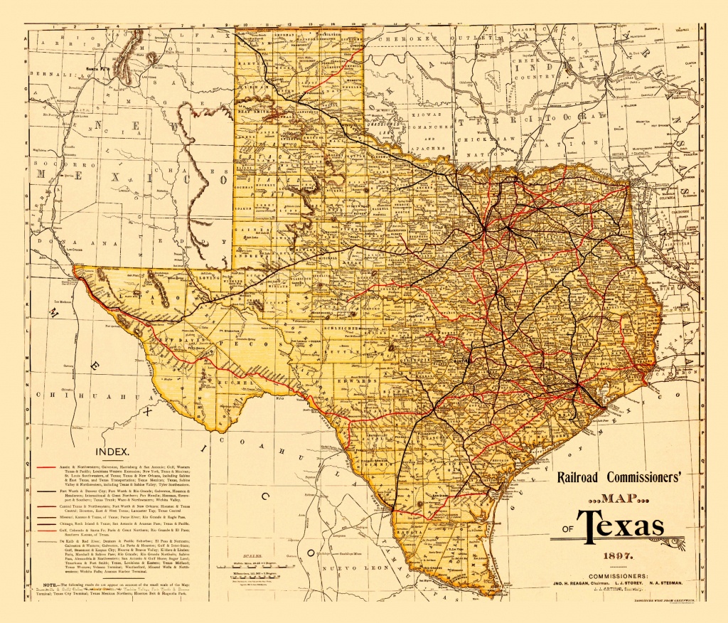 Old State Map - Railroad Commissioners Map Of Texas 1897 - Old Texas Map