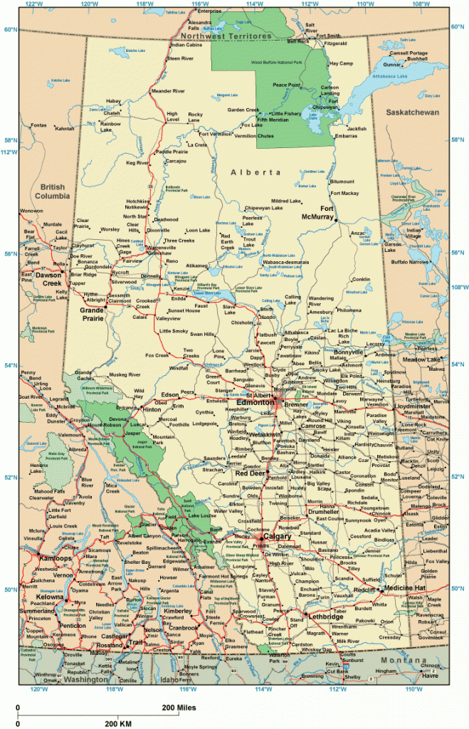 Online Map Of Alberta - Printable Map Of Alberta