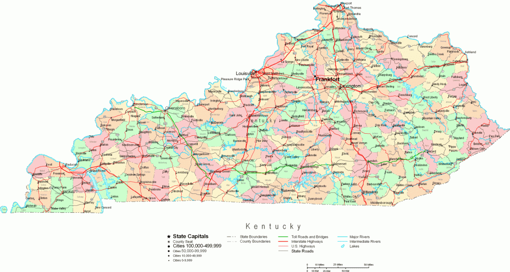 Printable Physical Map Of Kentucky