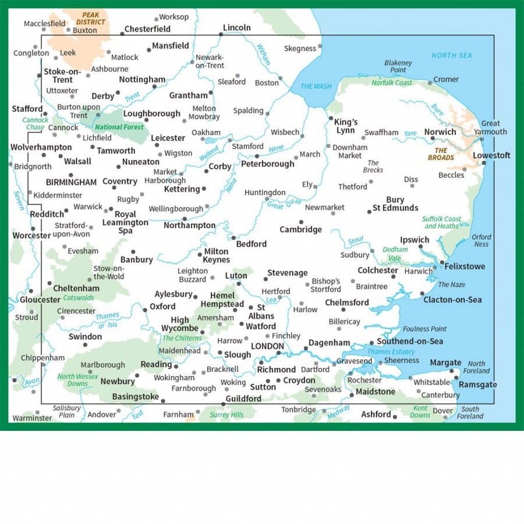 Ordnance Survey Road Map 5 - East Midlands &amp;amp; East Anglia - Printable Map Of East Anglia
