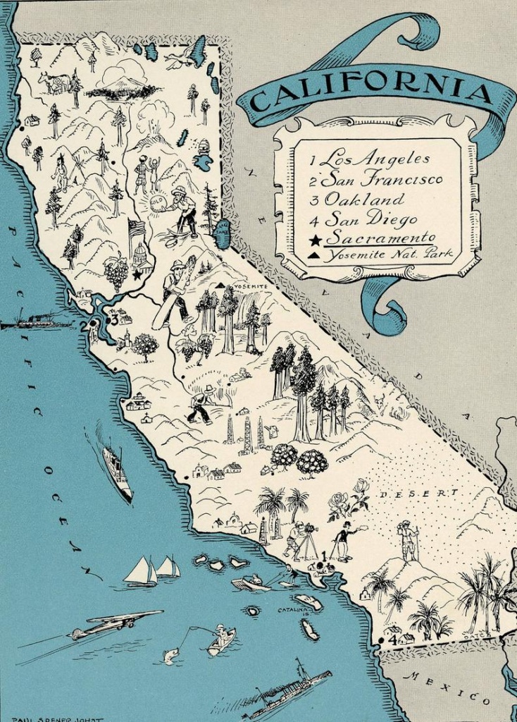 Original 1931 California Map Vintage Picture Map Antique Map | Etsy - Vintage California Map