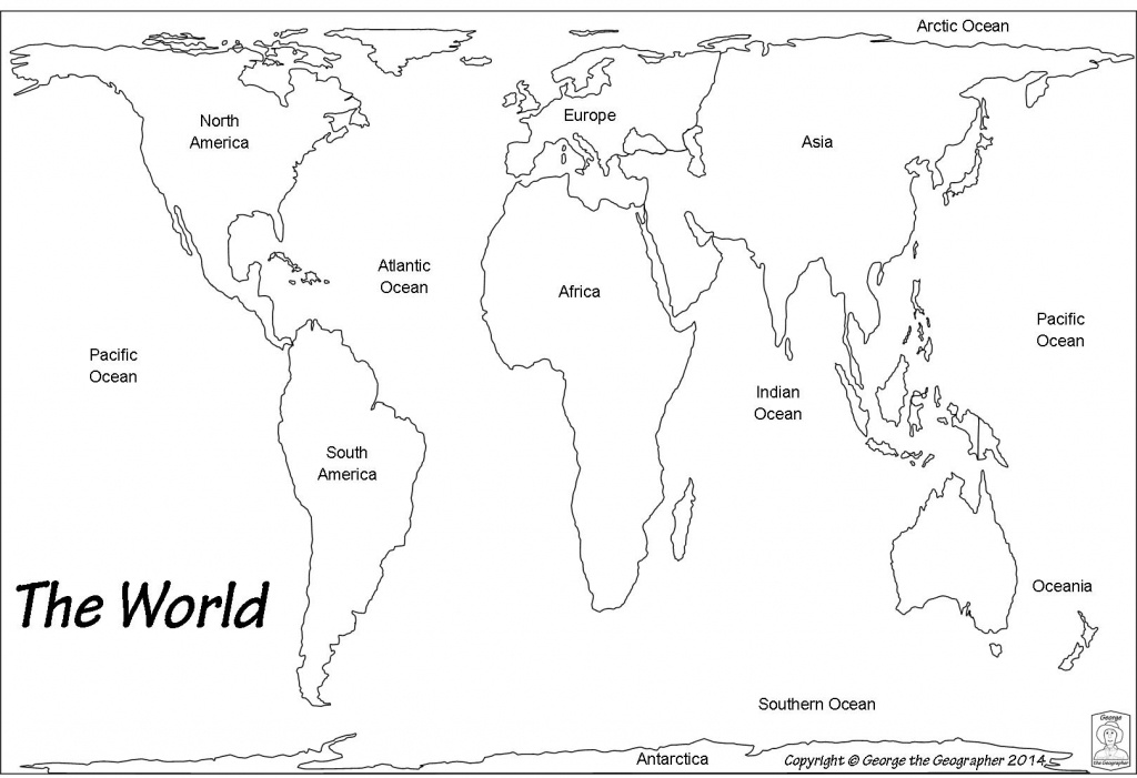world map oceans and continents printable printable maps