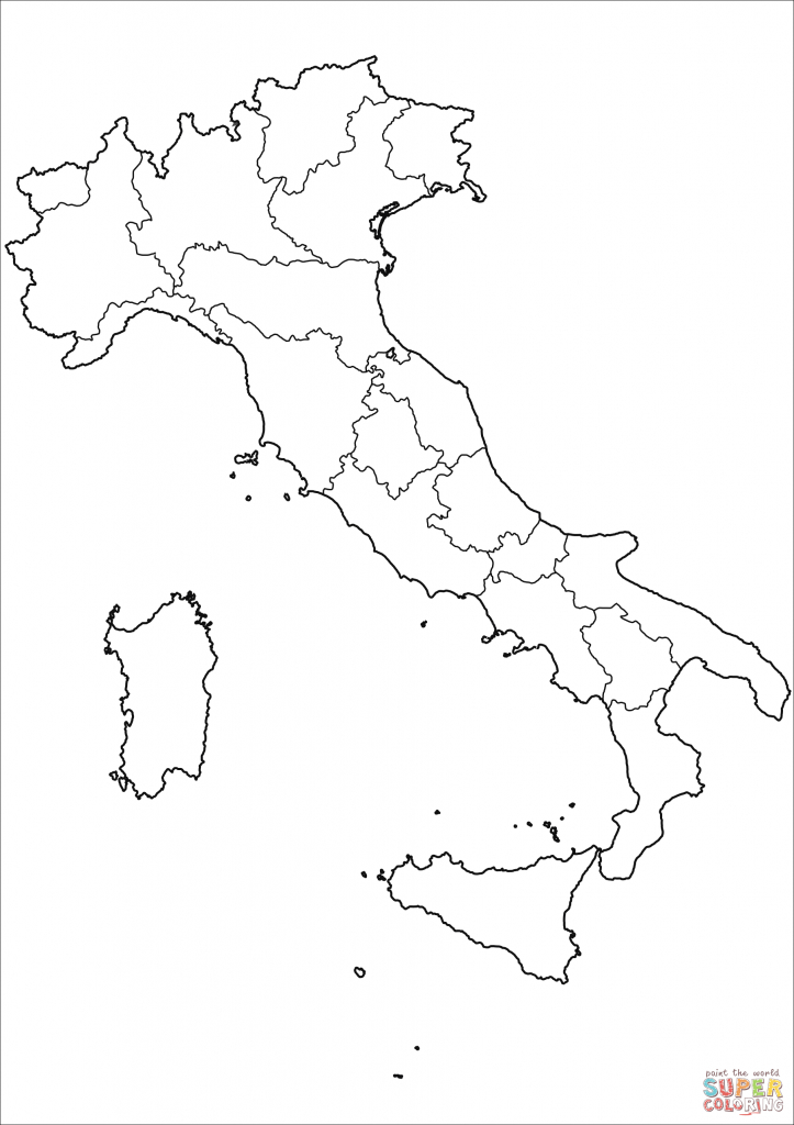 Outline Map Of Italy With Regions Coloring Page | Free Printable - Printable Map Of Italy To Color
