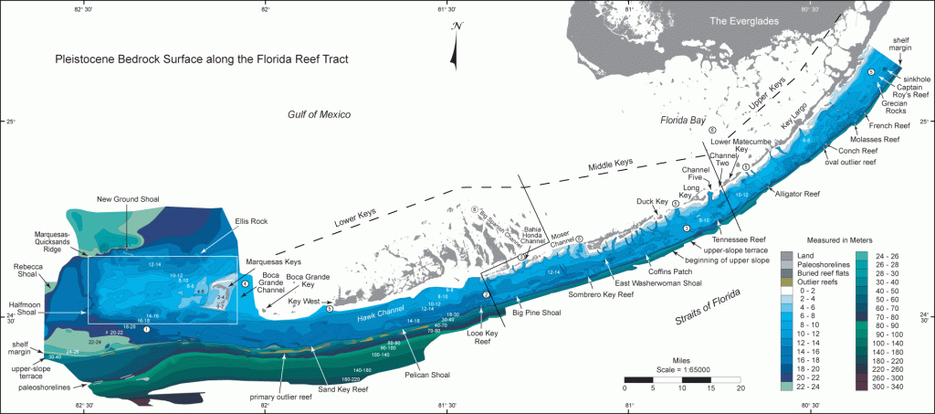 Overview Map—Depth To Pleistocene Bedrock Surface - Systematic - Detailed Map Of Florida Keys
