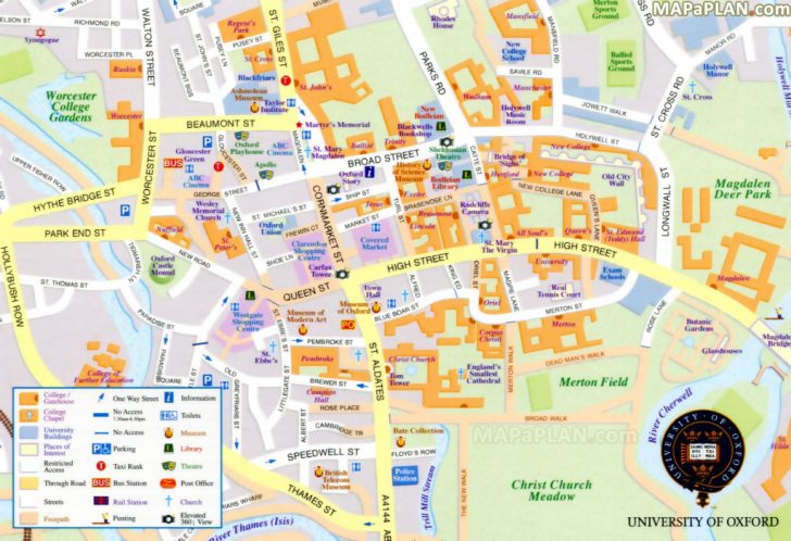 Oxford Tourist Map Printable
