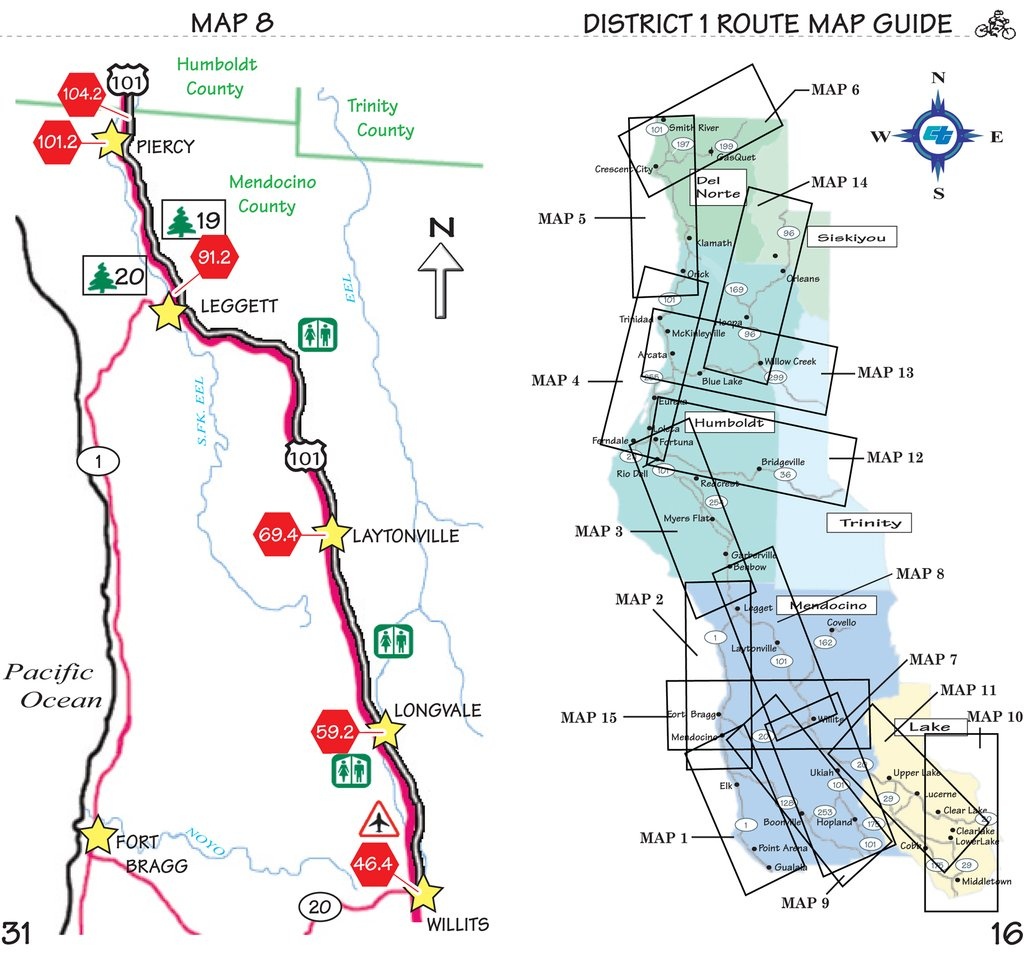 Pacific Coast Bike Route (In Sections) - Maplets - California Coast Bike Route Map