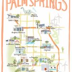 Palm Springs California Illustrated Travel Map Print Of Watercolor   Where Is Palm Springs California On A Map