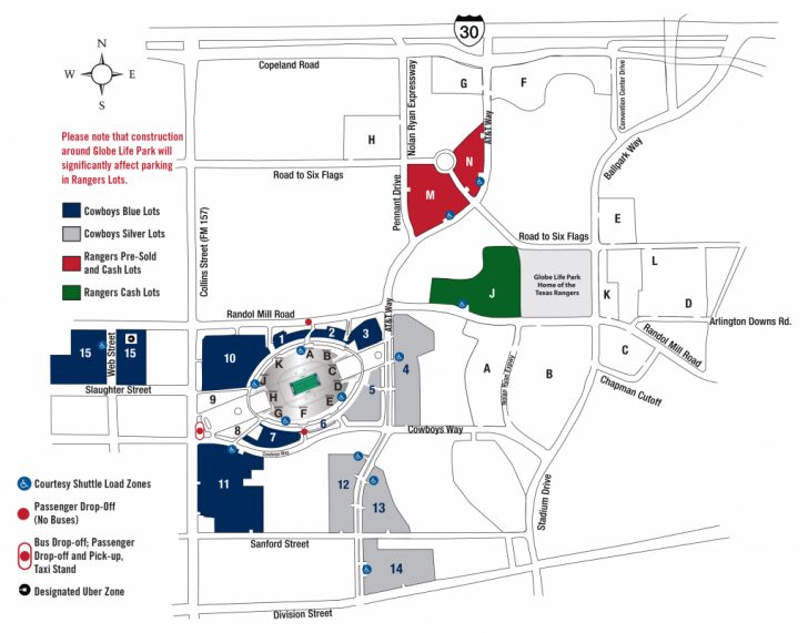 Texas Rangers Stadium Parking Map