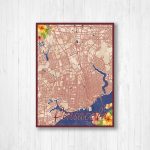 Pensacola, Florida, Watercolor Map, Watercolor Flowers, Street Map   Printable Map Of Pensacola Florida