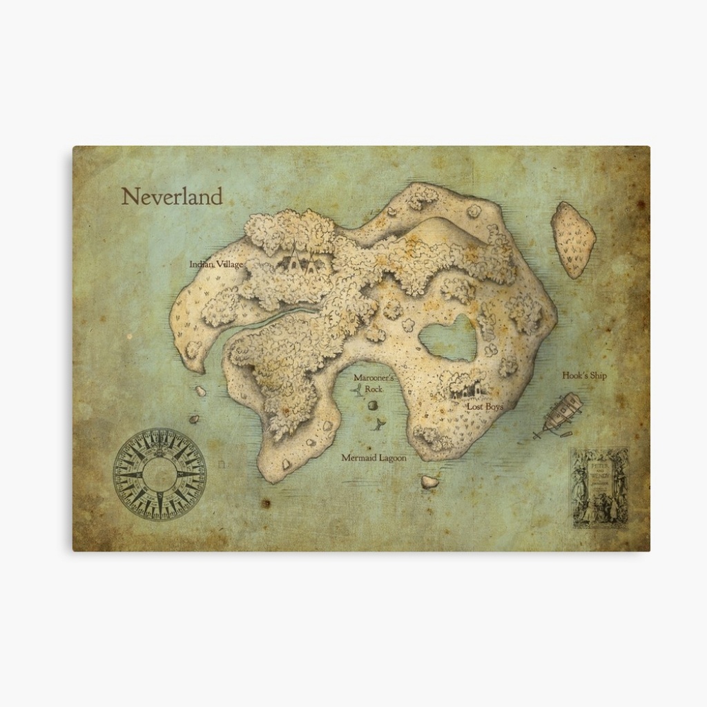 Peter Pan Neverland Map&amp;quot; Canvas Printc3Dots | Redbubble - Neverland Map Printable