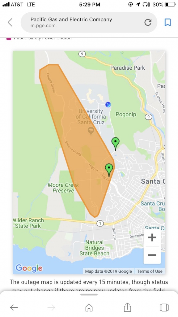 Pge&amp;#039;s Latest Outage Map For This One : Ucsc - Pge Outages Map California
