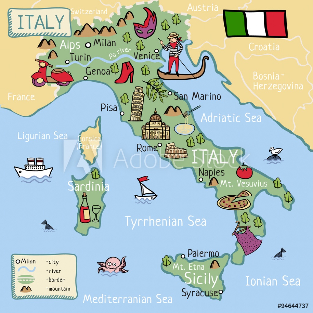 Photo &amp; Art Print Cartoon Vector Map Of Italy For Kids. | Abposters - Printable Map Of Italy For Kids