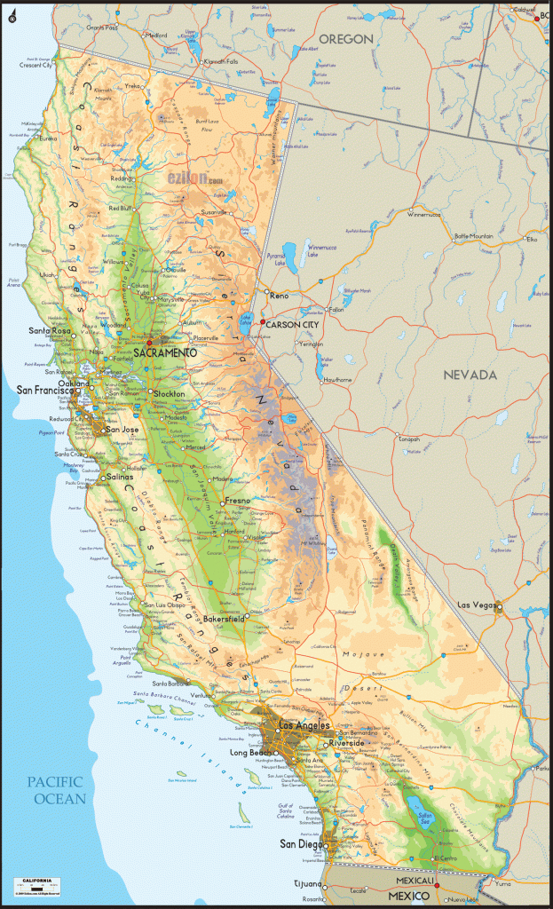 Physical Map Of California - Ezilon Maps - California Geography Map