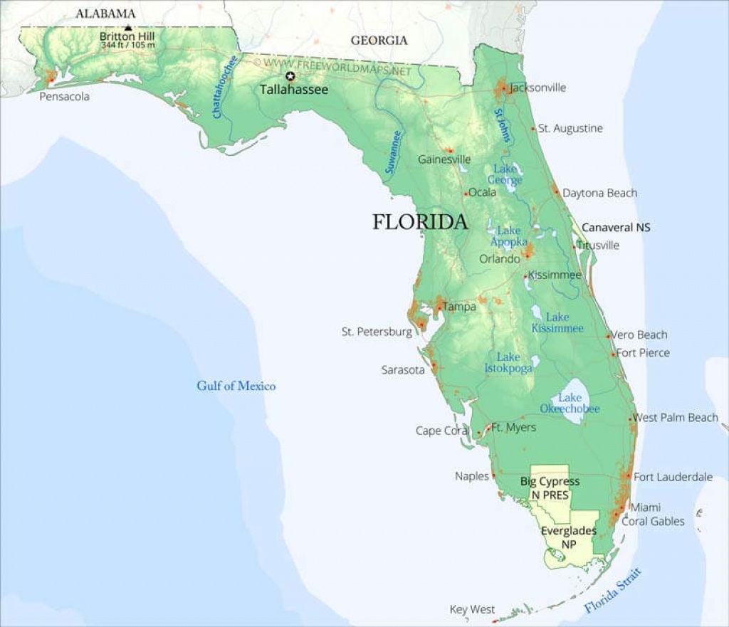 Physical Map Of Florida - Florida Gulf Map
