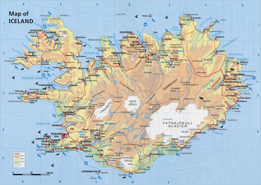 Physical Map Of Iceland. Iceand Physical Map | Vidiani | Maps Of - Maps Of Iceland Printable Maps