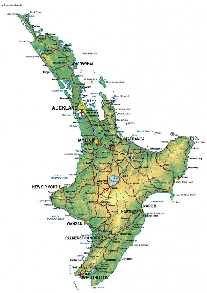 Physical Map Of New Zealand, North Island - New Zealand South Island Map Printable