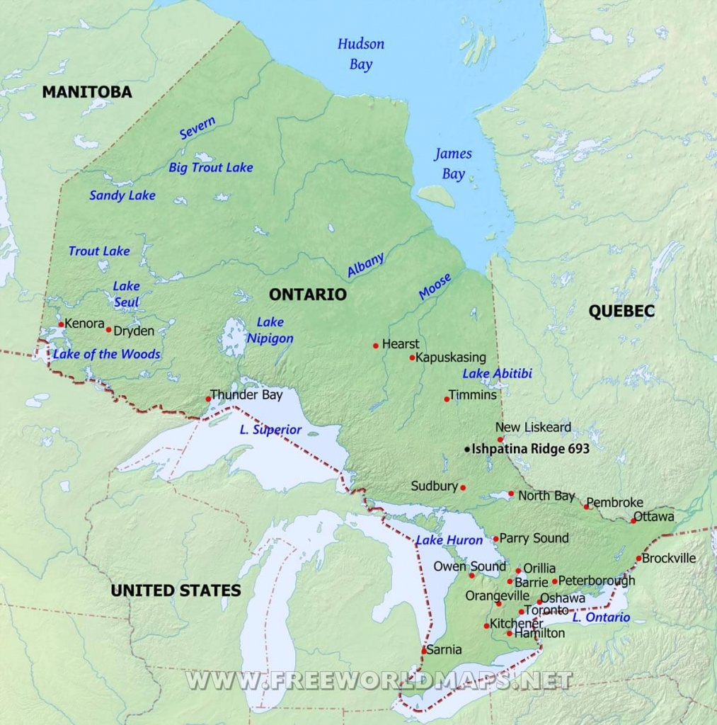 Physical Map Of Ontario - Printable Map Of Ontario