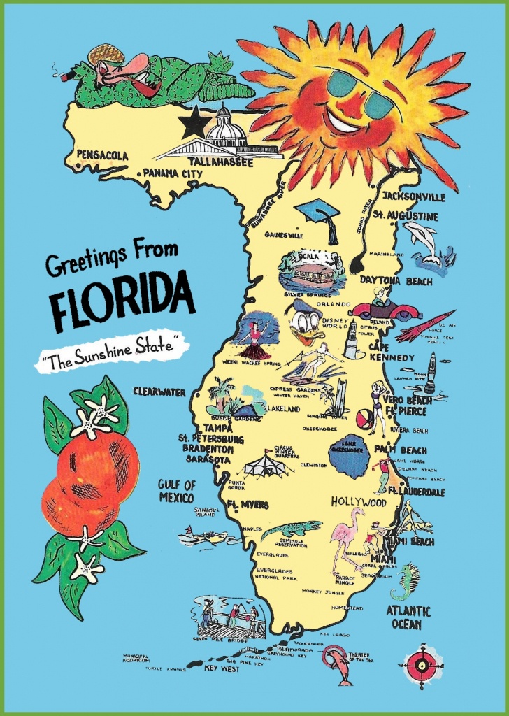 Pictorial Travel Map Of Florida Random 2 Usa State 15 Pictures - Florida Cartoon Map