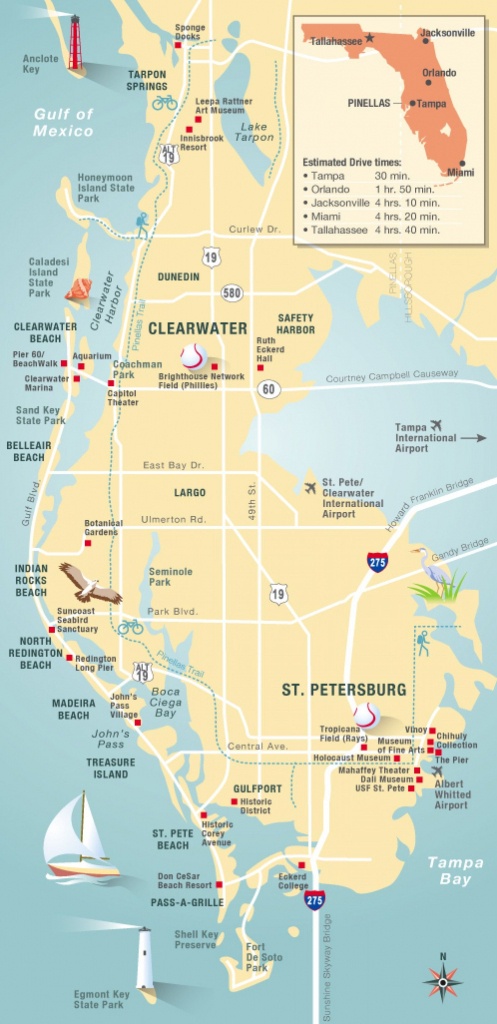 Pinellas County Map Clearwater, St Petersburg, Fl | Florida - Clearwater Beach Florida On A Map