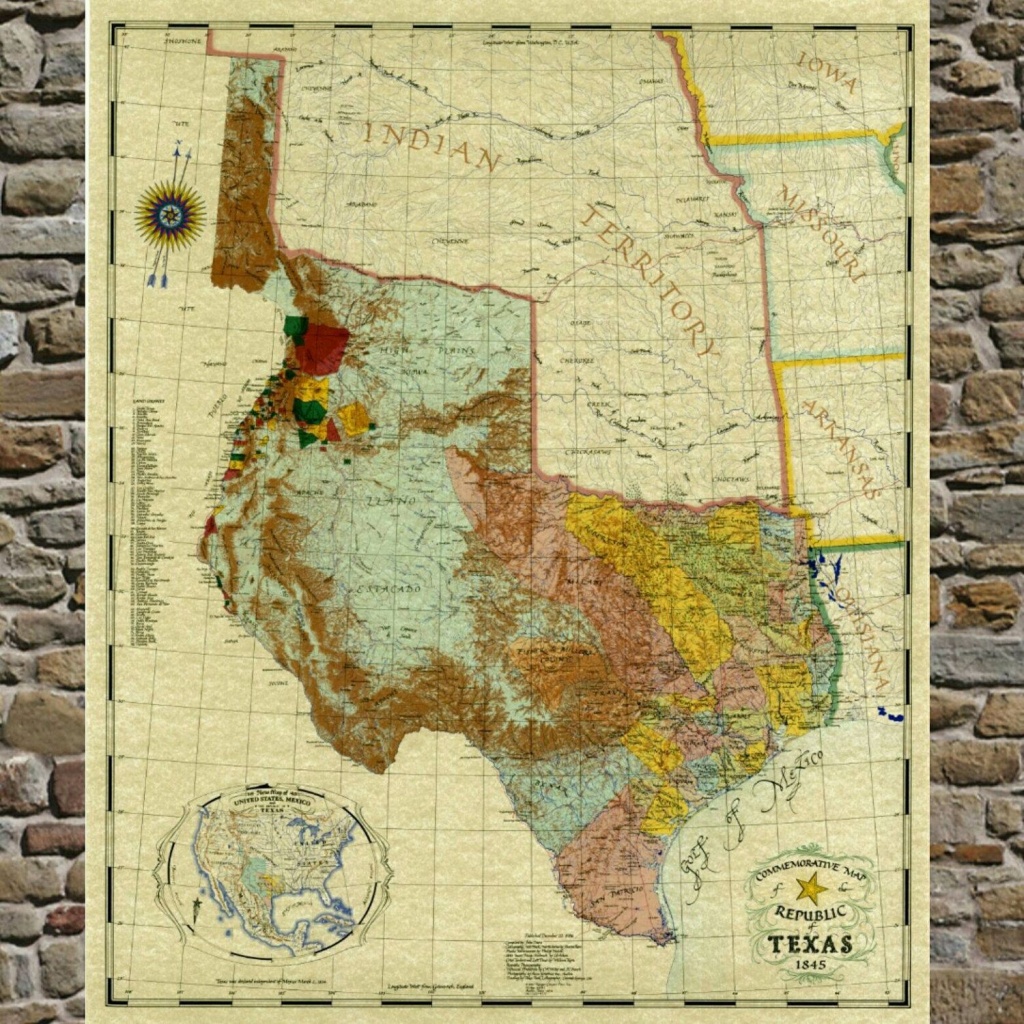 Republic Of Texas Map Framed - Printable Maps