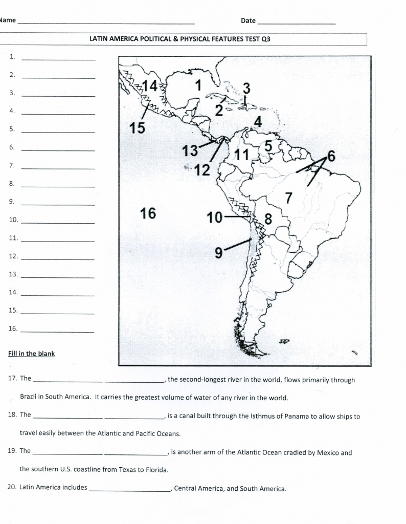 Physical Features Of South America Worksheet Answers