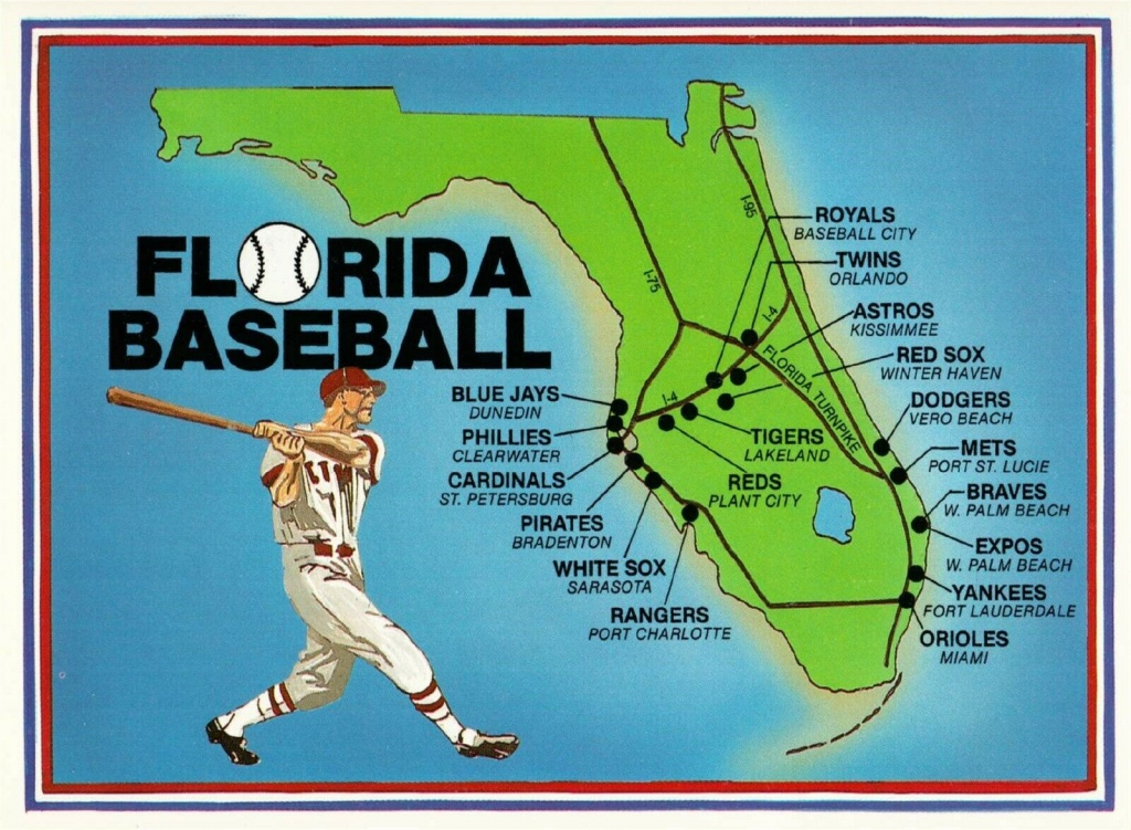 Postcard Of Florida Spring Training Baseball Stadium Map Hippostcard Florida Spring Training Map 