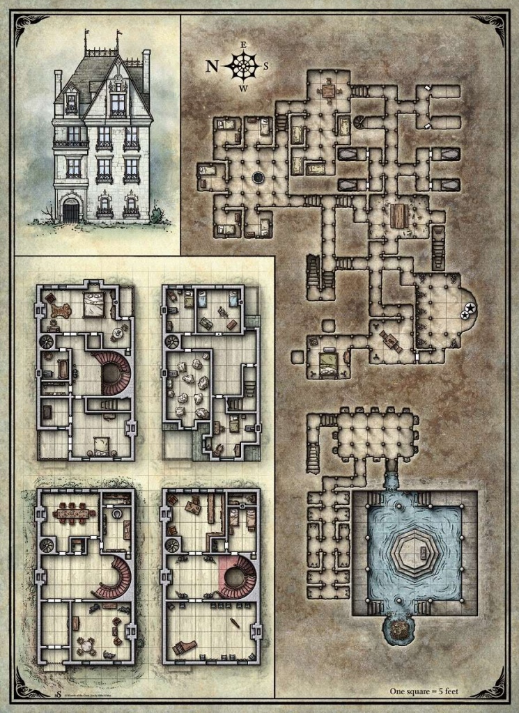 Printable Death House Maps - Dungeon Masters Guild | Dungeon Masters - D&amp;d Printable Maps