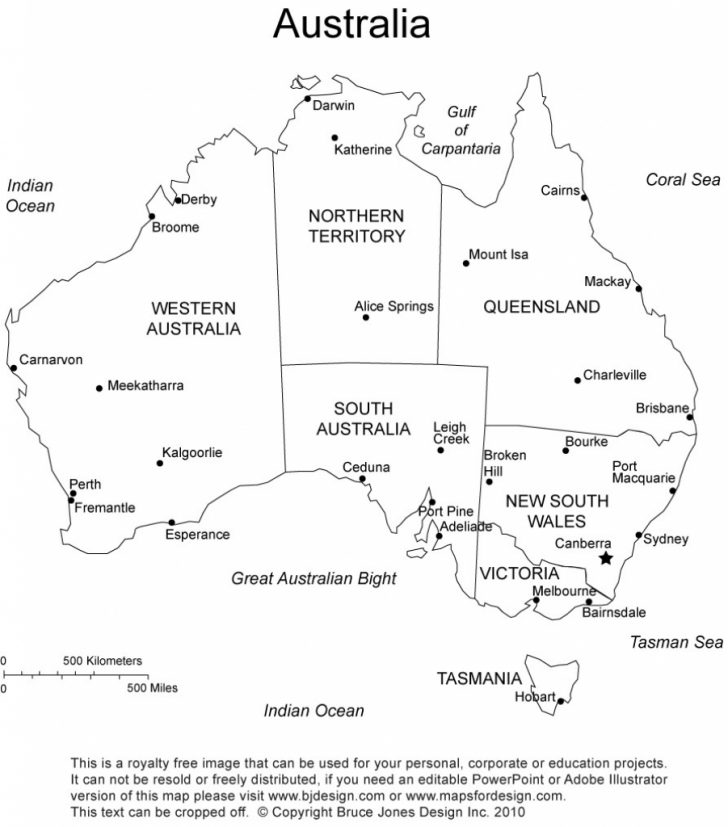 Printable Map Of Australia With States
