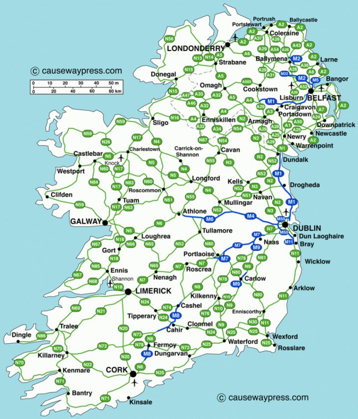 Printable Road Map Of Ireland