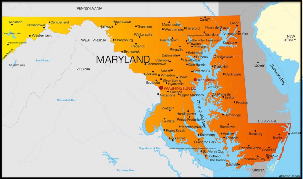 Printable Map Of Maryland And More - Printable Map Of Maryland