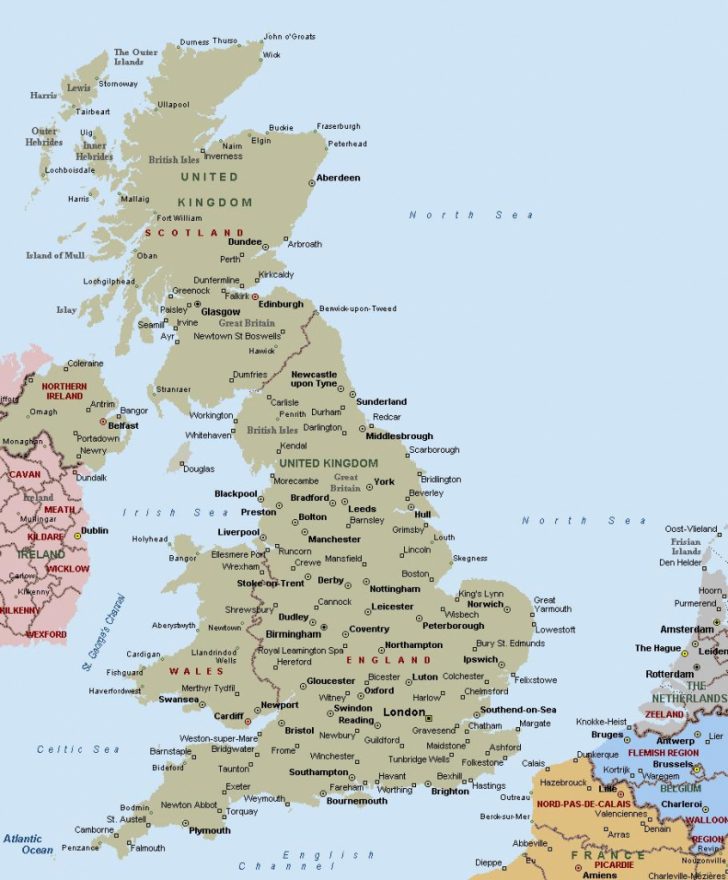 Printable Map Of Uk Towns And Cities