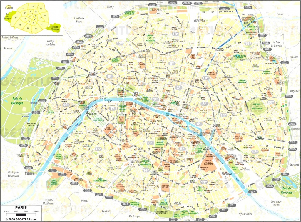 Printable Paris Street Map - Capitalsource - Street Map Of Paris France Printable