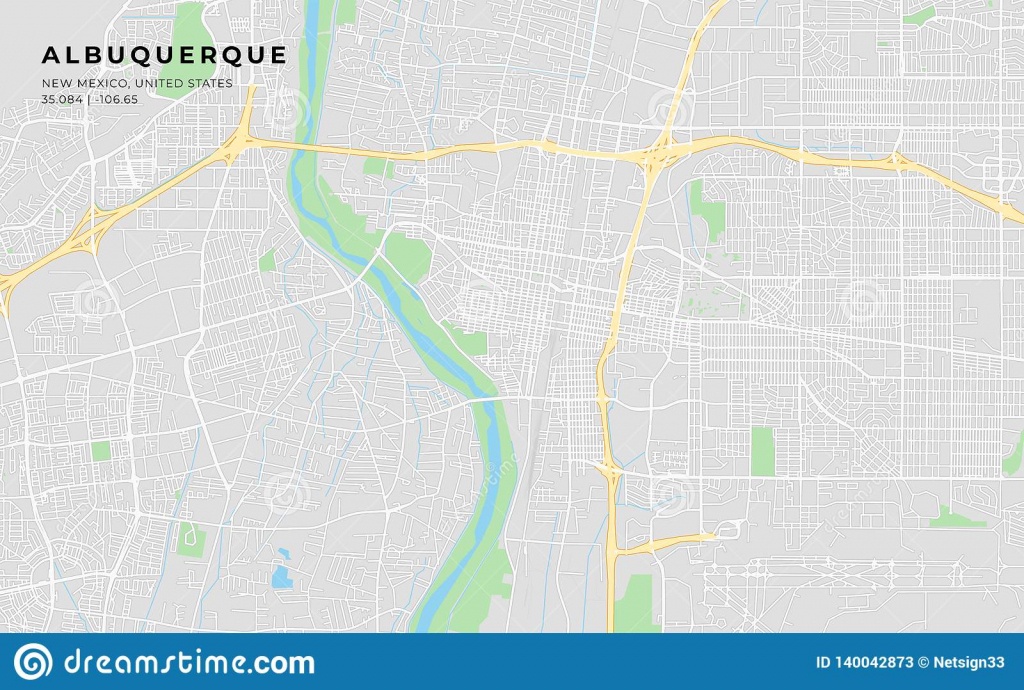 Printable Street Map Of Albuquerque, New Mexico Stock Vector - Printable Map Of Albuquerque